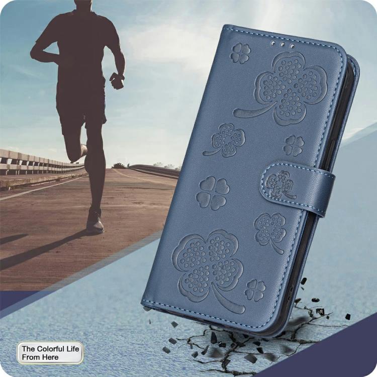 For iPhone 17 Pro Four-leaf Embossed Leather Phone Case