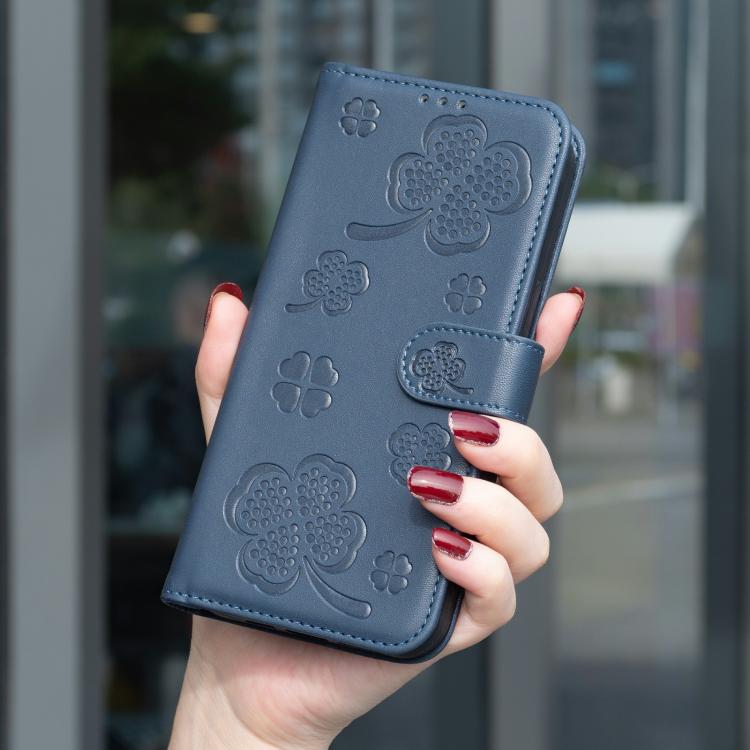 For iPhone 17 Pro Four-leaf Embossed Leather Phone Case