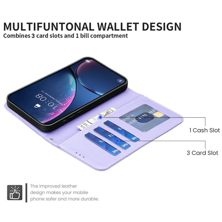 For iPhone 17 Pro Four-leaf Embossed Leather Phone Case