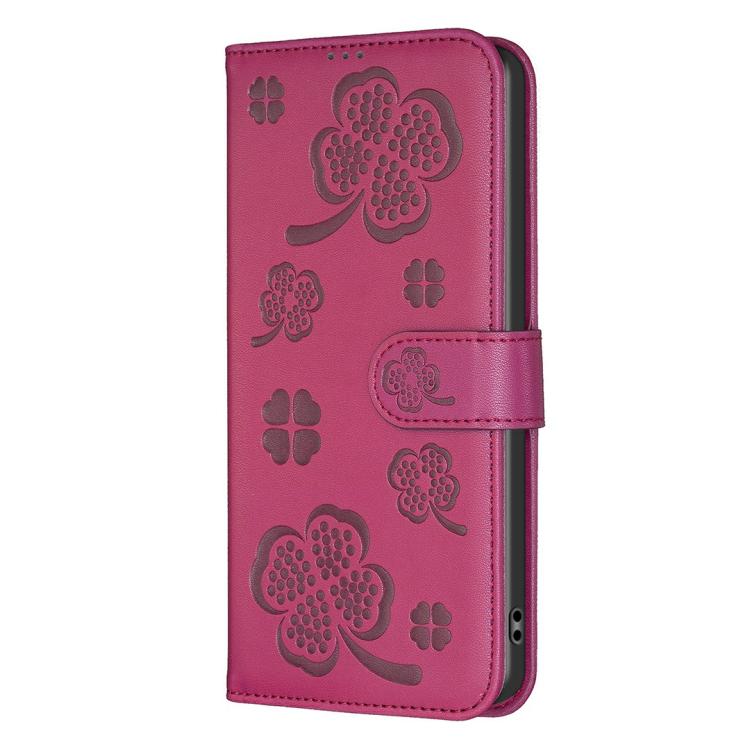 For iPhone 17 Pro Max Four-leaf Embossed Leather Phone Case