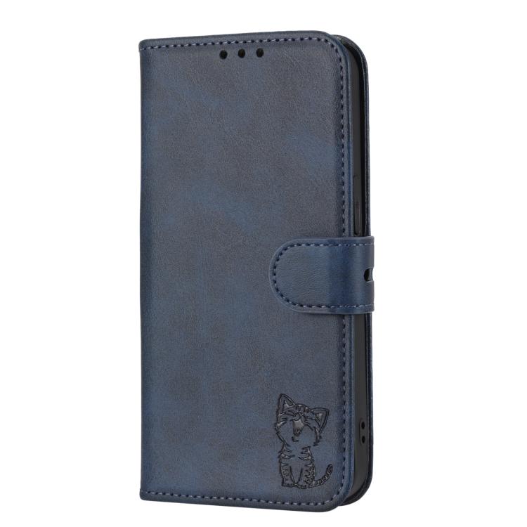 For Google Pixel 10 / 10 Pro Embossed Happy Cat Pattern Flip Leather Phone Case