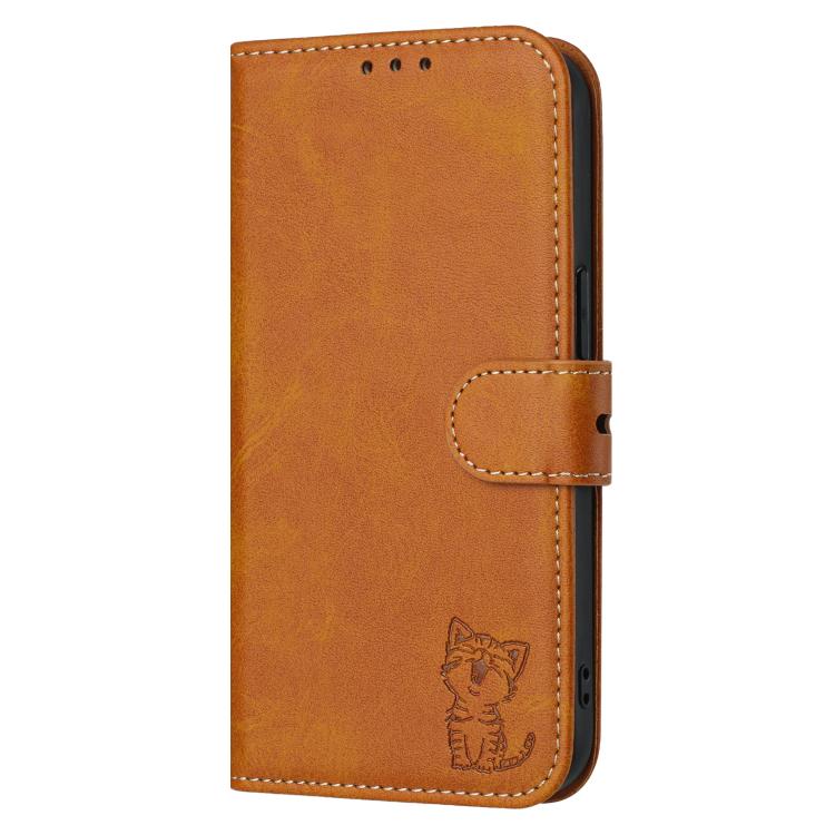 For Google Pixel 11 Pro XL Embossed Happy Cat Pattern Flip Leather Phone Case