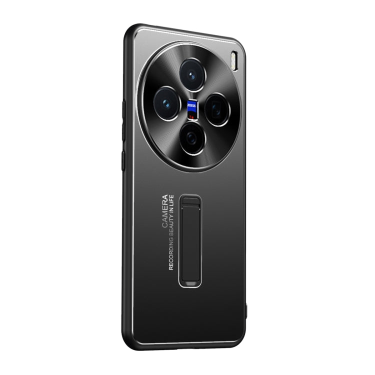 For vivo X200 Frosted Metal Hybrid TPU Holder Phone Case