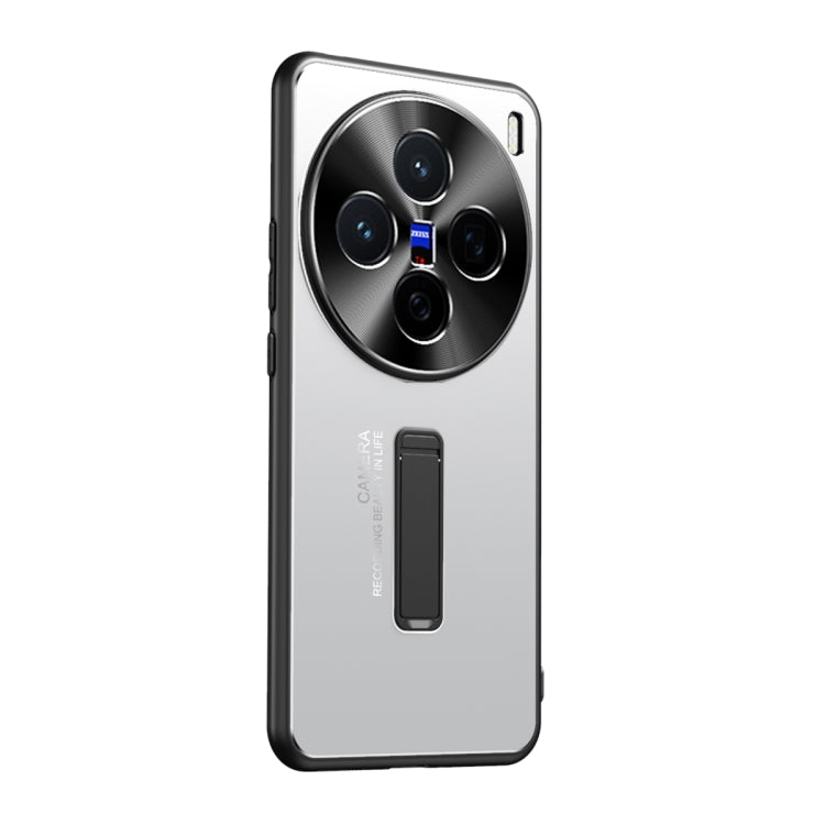 For vivo X200 Frosted Metal Hybrid TPU Holder Phone Case