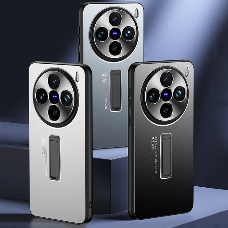 For vivo X200 Pro Frosted Metal Hybrid TPU Holder Phone Case