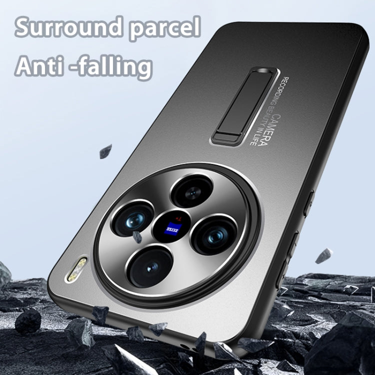 For vivo X200 Pro Frosted Metal Hybrid TPU Holder Phone Case