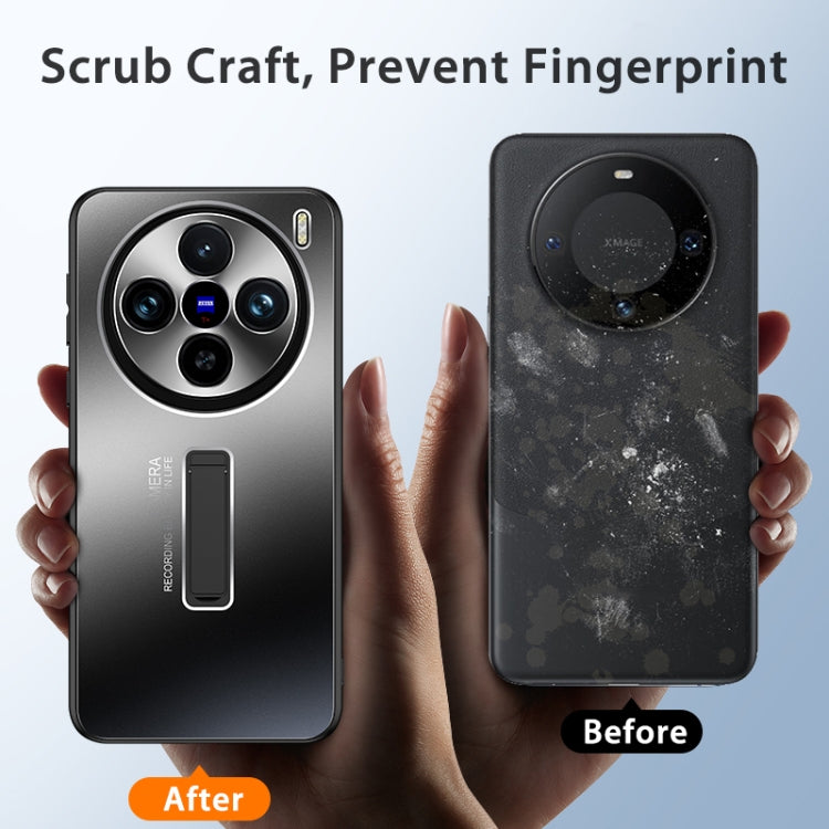 For vivo X200 Frosted Metal Hybrid TPU Holder Phone Case
