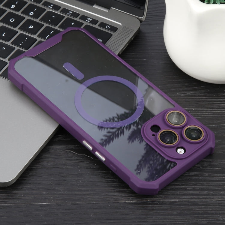 For iPhone 16 Pro Colorful Two-Color Lens Film MagSafe Magnetic Horn Acrylic+TPU Case