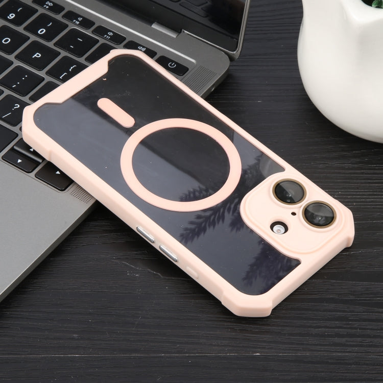 For iPhone 16 Plus Colorful Two-Color Lens Film MagSafe Magnetic Horn Acrylic+TPU Case