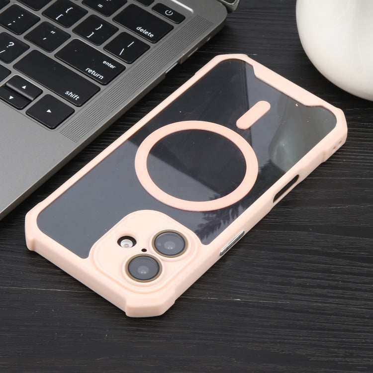 For iPhone 16 Plus Colorful Two-Color Lens Film MagSafe Magnetic Horn Acrylic+TPU Case
