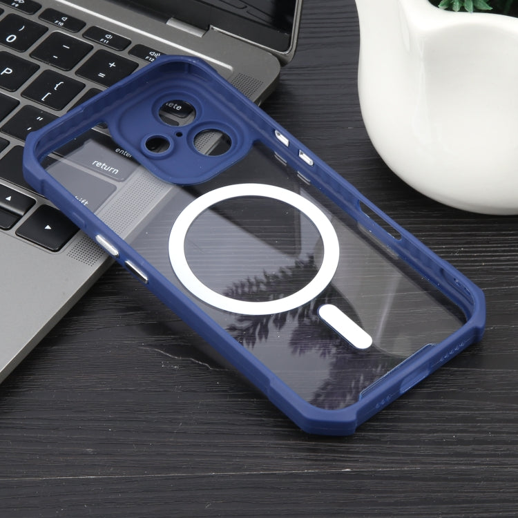 For iPhone 16 Plus Colorful Two-Color Lens Film MagSafe Magnetic Horn Acrylic+TPU Case