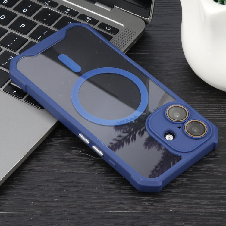 For iPhone 16 Plus Colorful Two-Color Lens Film MagSafe Magnetic Horn Acrylic+TPU Case