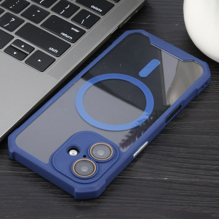 For iPhone 16 Plus Colorful Two-Color Lens Film MagSafe Magnetic Horn Acrylic+TPU Case