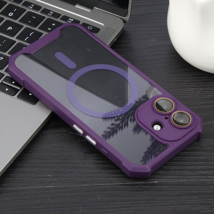 For iPhone 16 Colorful Two-Color Lens Film MagSafe Magnetic Horn Acrylic+TPU Case