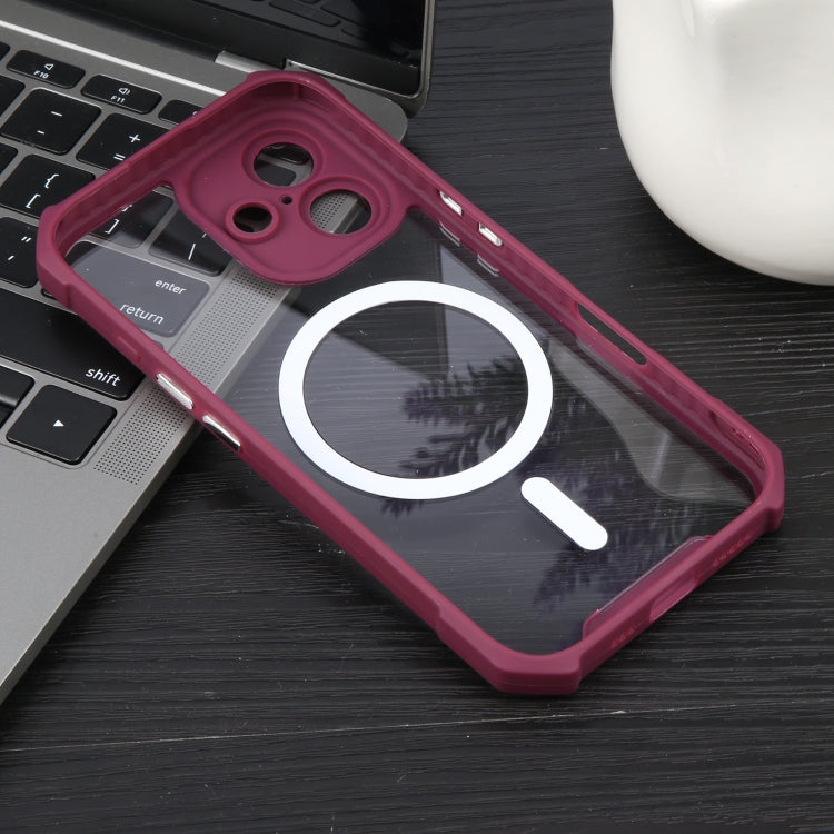 For iPhone 16 Colorful Two-Color Lens Film MagSafe Magnetic Horn Acrylic+TPU Case