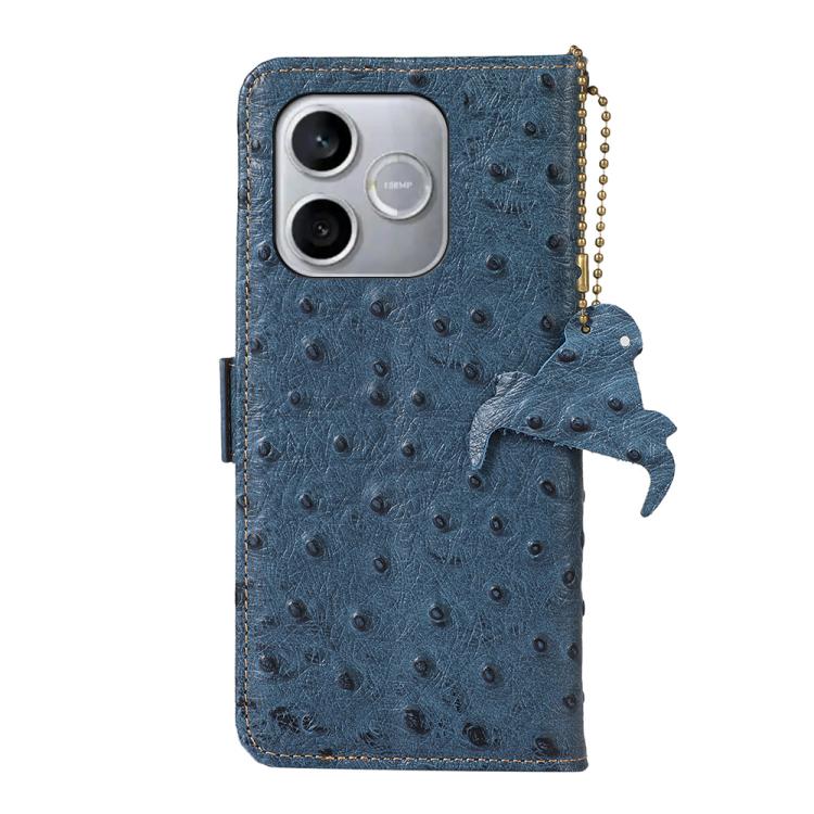 For Honor 600 Lite Global Ostrich Pattern Genuine Leather RFID Phone Case