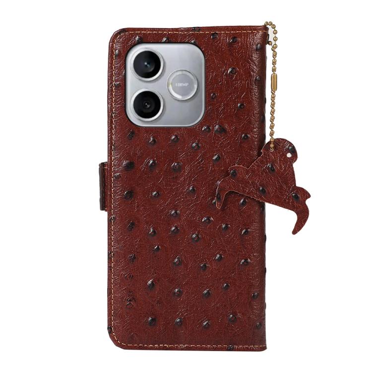 For Honor 600 Lite Global Ostrich Pattern Genuine Leather RFID Phone Case