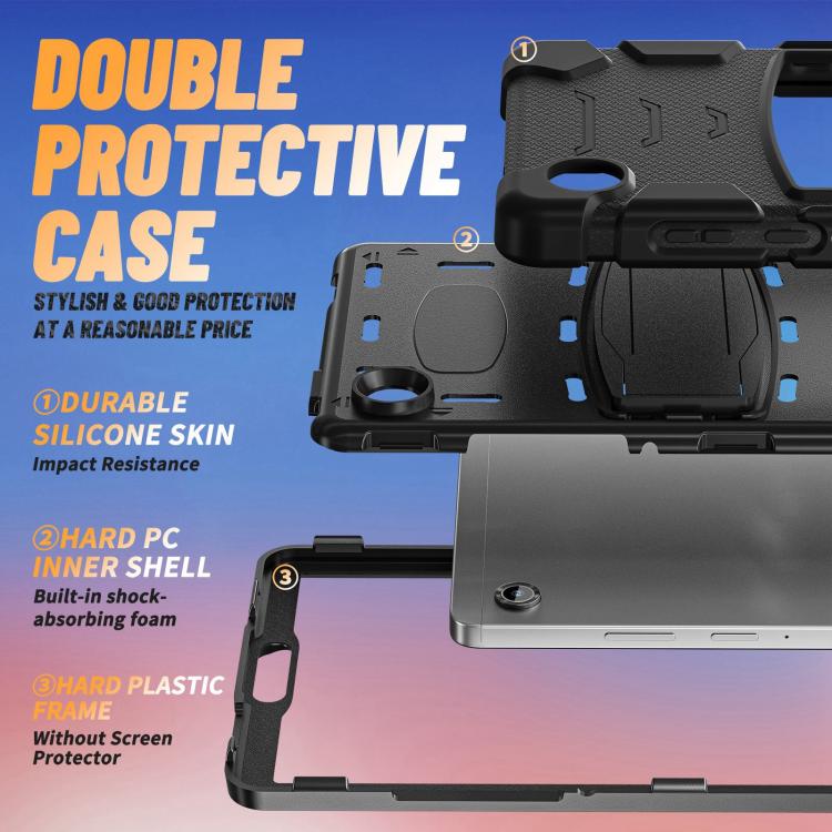 For Samsung Galaxy Tab A11 PC Hybrid Silicone Tablet Case with Holder