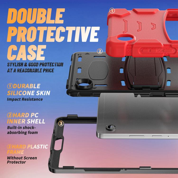 For Samsung Galaxy Tab A11 PC Hybrid Silicone Tablet Case with Holder