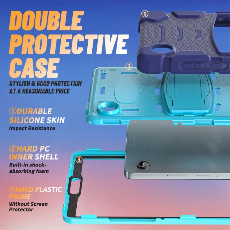 For Samsung Galaxy Tab A11 PC Hybrid Silicone Tablet Case with Holder