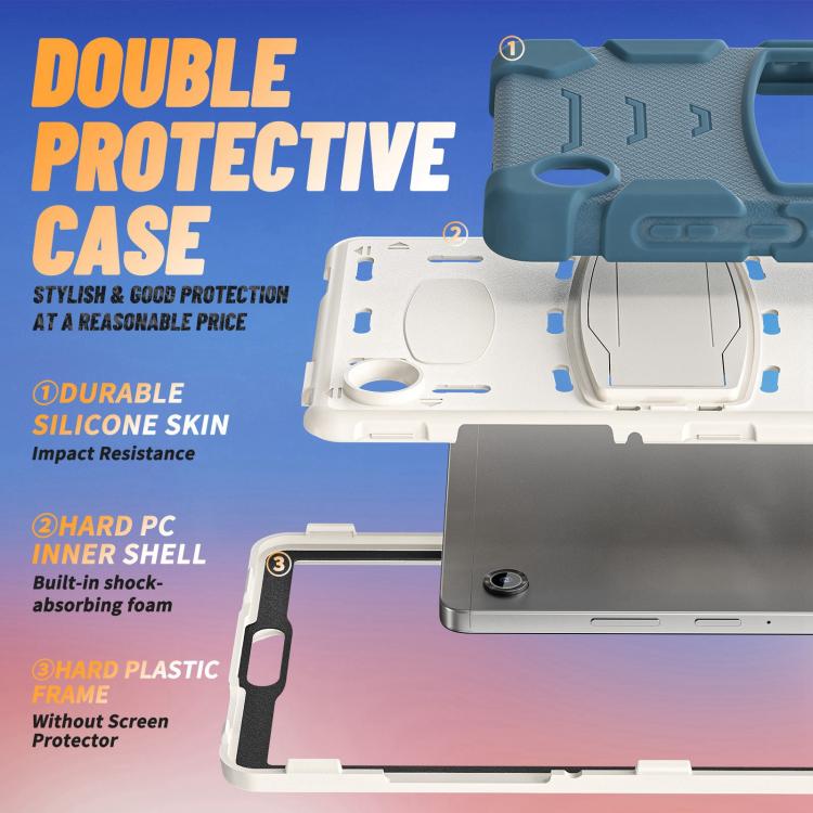 For Samsung Galaxy Tab A11 PC Hybrid Silicone Tablet Case with Holder