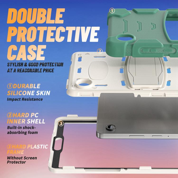 For Samsung Galaxy Tab A11 PC Hybrid Silicone Tablet Case with Holder