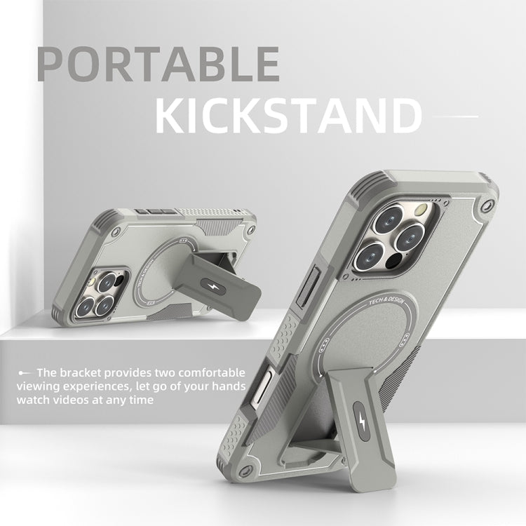 For iPhone 16 Pro Max Armor Magsafe Holder PC Hybrid TPU Phone Case