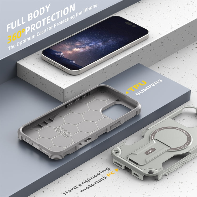 For iPhone 16 Pro Max Armor Magsafe Holder PC Hybrid TPU Phone Case