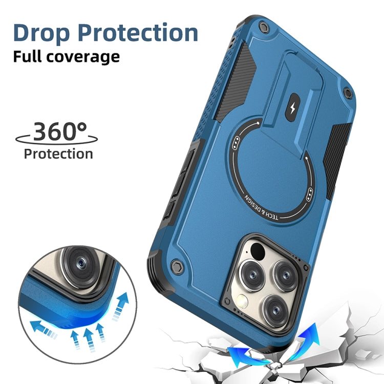 For iPhone 16 Pro Max Armor Magsafe Holder PC Hybrid TPU Phone Case
