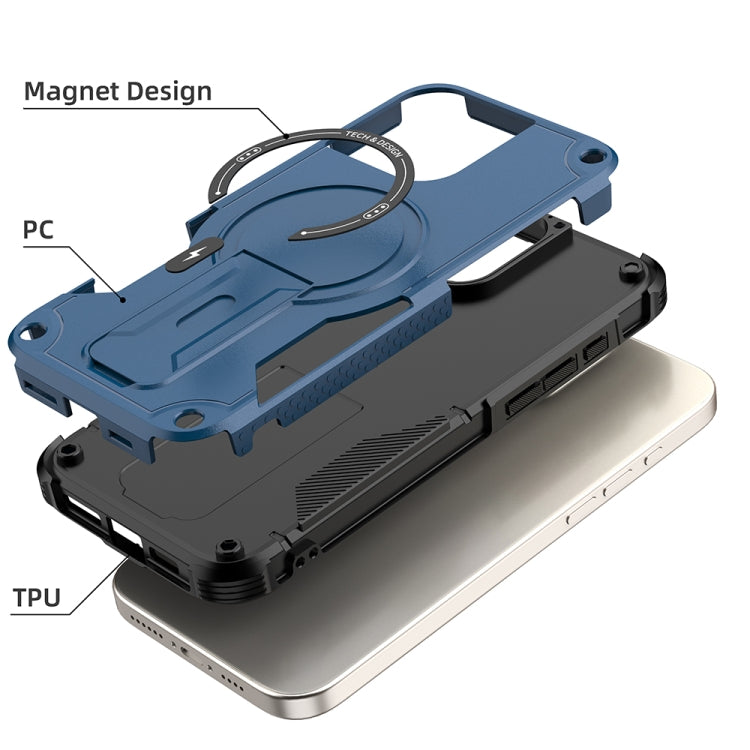 For iPhone 16 Pro Max Armor Magsafe Holder PC Hybrid TPU Phone Case