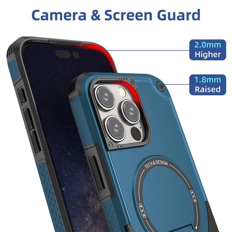 For iPhone 16 Pro Max Armor Magsafe Holder PC Hybrid TPU Phone Case