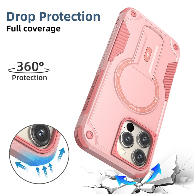 For iPhone 16 Pro Max Armor Magsafe Holder PC Hybrid TPU Phone Case