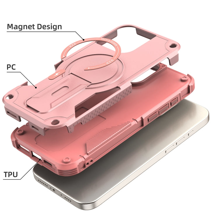 For iPhone 16 Pro Max Armor Magsafe Holder PC Hybrid TPU Phone Case