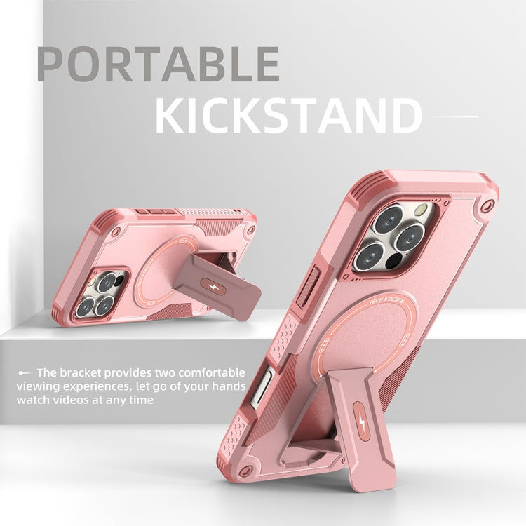 For iPhone 16 Pro Max Armor Magsafe Holder PC Hybrid TPU Phone Case