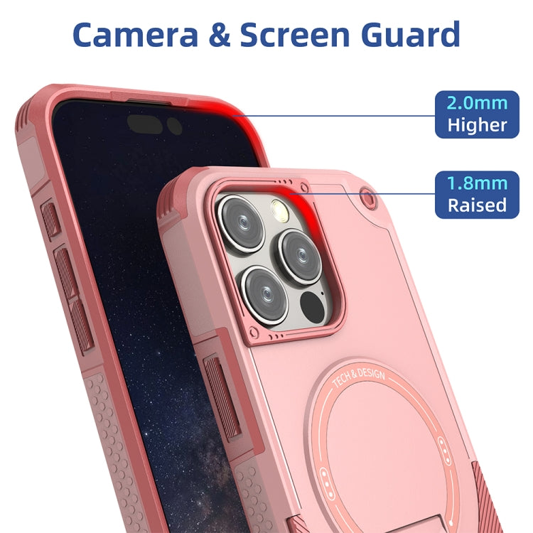 For iPhone 16 Pro Max Armor Magsafe Holder PC Hybrid TPU Phone Case