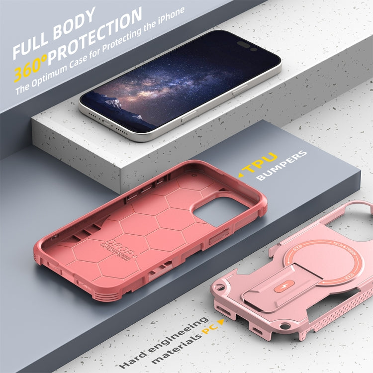 For iPhone 16 Pro Max Armor Magsafe Holder PC Hybrid TPU Phone Case