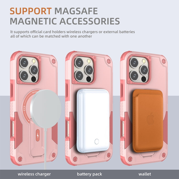 For iPhone 16 Pro Max Armor Magsafe Holder PC Hybrid TPU Phone Case