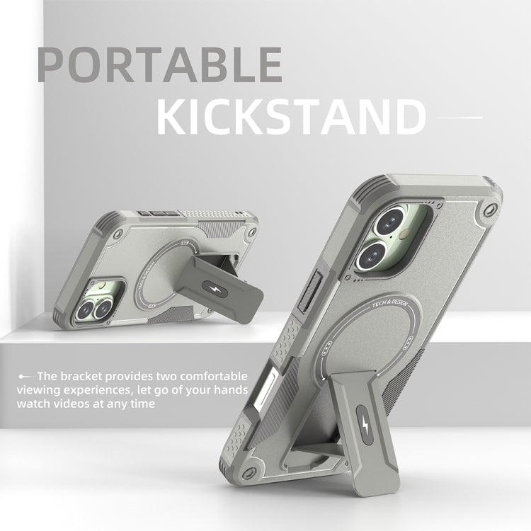 For iPhone 16 Plus Armor Magsafe Holder PC Hybrid TPU Phone Case