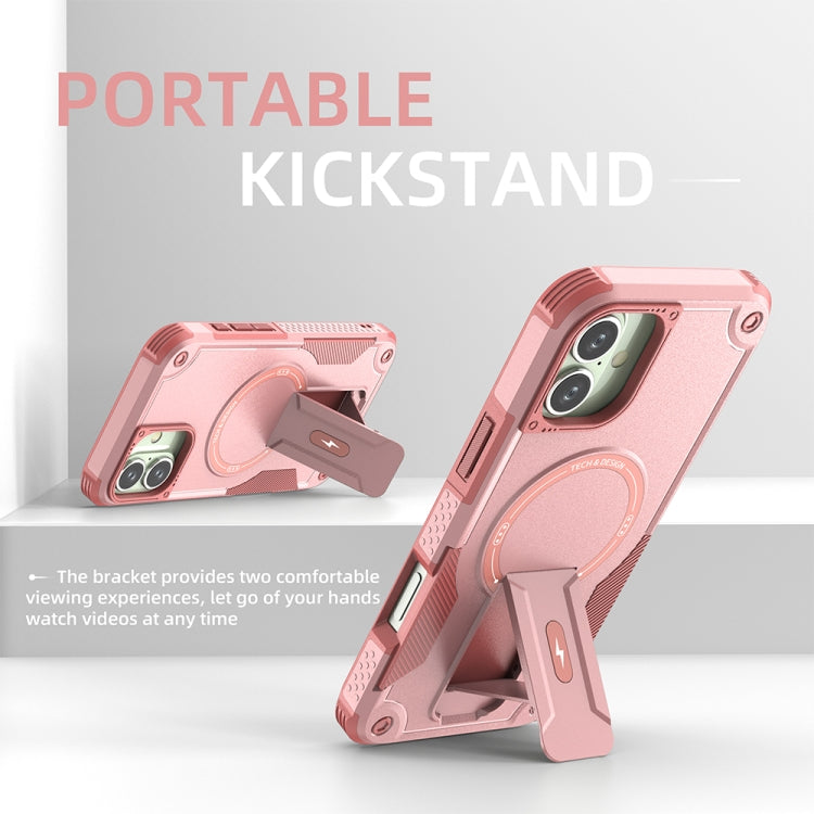 For iPhone 16 Plus Armor Magsafe Holder PC Hybrid TPU Phone Case