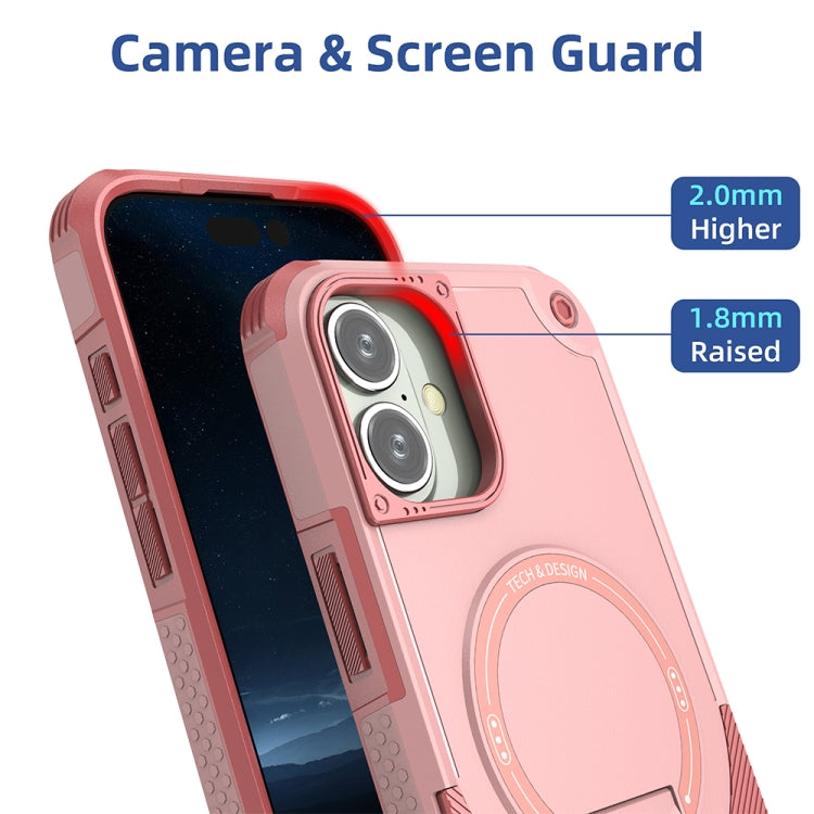 For iPhone 16 Plus Armor Magsafe Holder PC Hybrid TPU Phone Case