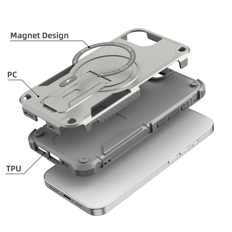 For iPhone 17e / 16e Armor Magsafe Holder PC Hybrid TPU Phone Case