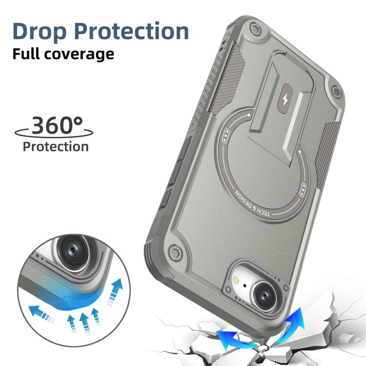 For iPhone 17e / 16e Armor Magsafe Holder PC Hybrid TPU Phone Case