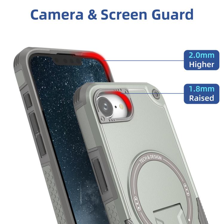 For iPhone 17e / 16e Armor Magsafe Holder PC Hybrid TPU Phone Case
