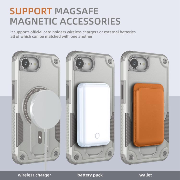 For iPhone 17e / 16e Armor Magsafe Holder PC Hybrid TPU Phone Case