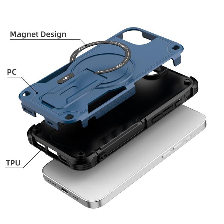 For iPhone 17e / 16e Armor Magsafe Holder PC Hybrid TPU Phone Case