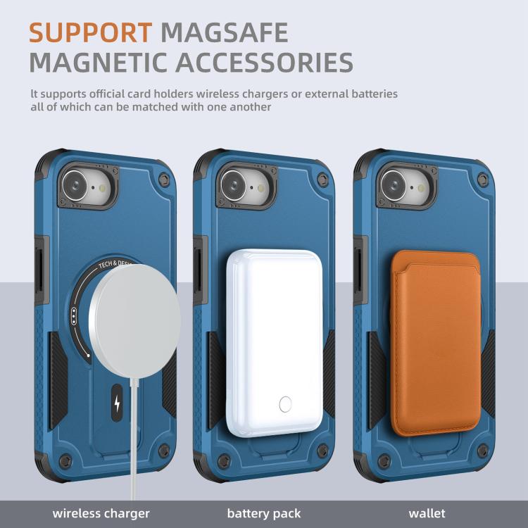 For iPhone 17e / 16e Armor Magsafe Holder PC Hybrid TPU Phone Case