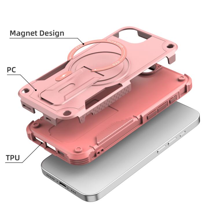 For iPhone 17e / 16e Armor Magsafe Holder PC Hybrid TPU Phone Case