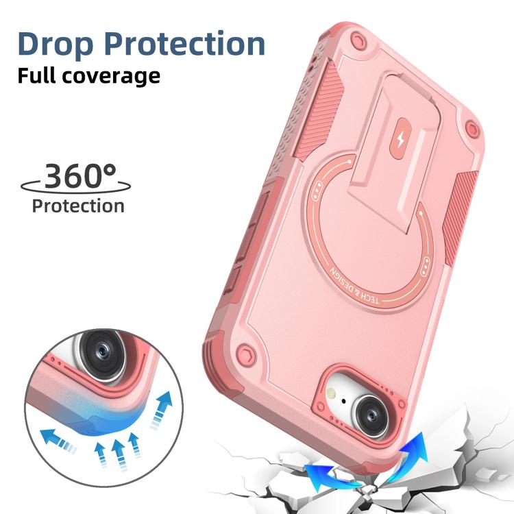 For iPhone 17e / 16e Armor Magsafe Holder PC Hybrid TPU Phone Case