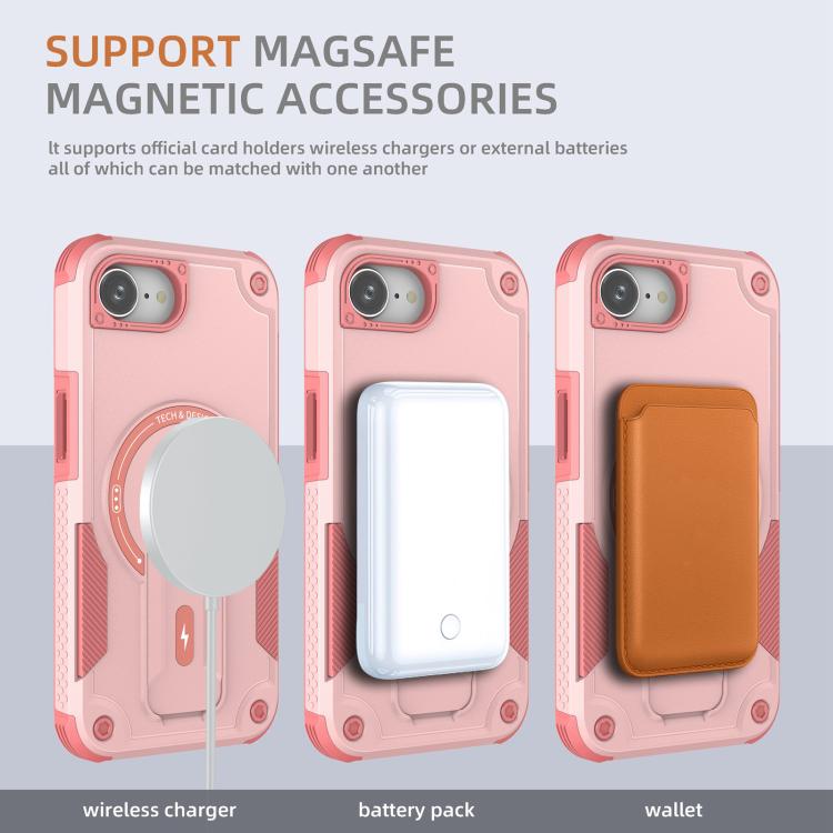 For iPhone 17e / 16e Armor Magsafe Holder PC Hybrid TPU Phone Case
