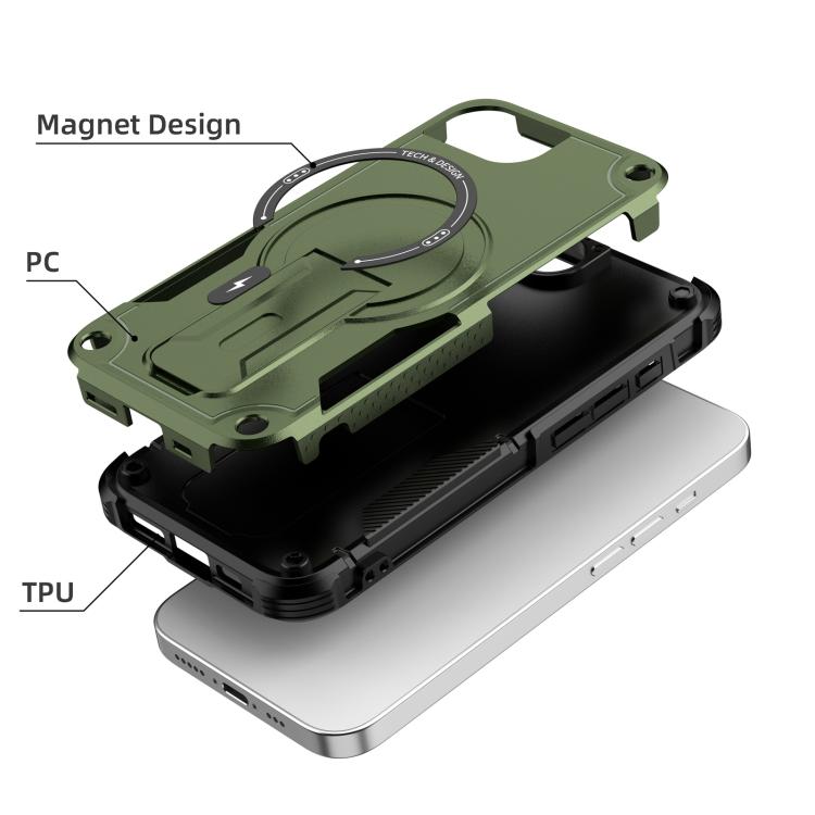 For iPhone 17e / 16e Armor Magsafe Holder PC Hybrid TPU Phone Case